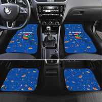 El Salvador Christmas Car Mats with Santa Hat Motmot Bird Traditional Foods and Blue Festive Pattern Design - Wonder Print Shop