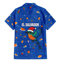 El Salvador Christmas Family Matching Mermaid Dress and Hawaiian Shirt with Santa Hat Motmot Bird Traditional Foods and Blue Festive Pattern Design - Wonder Print Shop