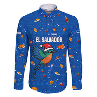 El Salvador Christmas Family Matching Summer Maxi Dress and Hawaiian Shirt with Santa Hat Motmot Bird Traditional Foods and Blue Festive Pattern Design - Wonder Print Shop