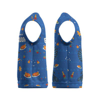 El Salvador Christmas Knitted V-Neck Vest with Santa Hat Motmot Bird Traditional Foods and Blue Festive Pattern Design - Wonder Print Shop