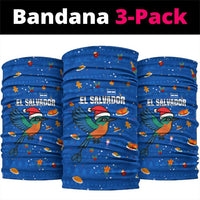 El Salvador Christmas Neck Gaiter with Santa Hat Motmot Bird Traditional Foods and Blue Festive Pattern Design - Wonder Print Shop