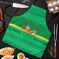 Brazil Christmas Apron with Santa Relaxing in Hammock Palm Trees Snowman and Tribal Pattern Design - Wonder Print Shop