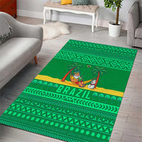 Brazil Christmas Area Rug with Santa Relaxing in Hammock Palm Trees Snowman and Tribal Pattern Design - Wonder Print Shop