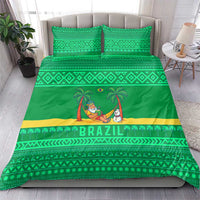 Brazil Christmas Bedding Set with Santa Relaxing in Hammock Palm Trees Snowman and Tribal Pattern Design - Wonder Print Shop