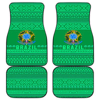 Brazil Christmas Car Mats with Santa Relaxing in Hammock Palm Trees Snowman and Tribal Pattern Design - Wonder Print Shop