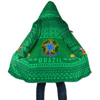 Brazil Christmas Cloak with Santa Relaxing in Hammock Palm Trees Snowman and Tribal Pattern Design - Wonder Print Shop