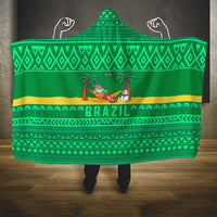 Brazil Christmas Hooded Blanket with Santa Relaxing in Hammock Palm Trees Snowman and Tribal Pattern Design - Wonder Print Shop