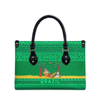 Brazil Christmas Leather Bag with Santa Relaxing in Hammock Palm Trees Snowman and Tribal Pattern Design - Wonder Print Shop
