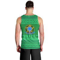 Brazil Christmas Men Tank Top with Santa Relaxing in Hammock Palm Trees Snowman and Tribal Pattern Design - Wonder Print Shop