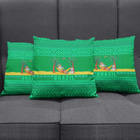 Brazil Christmas Pillow Cover with Santa Relaxing in Hammock Palm Trees Snowman and Tribal Pattern Design - Wonder Print Shop