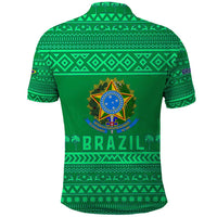 Brazil Christmas Polo Shirt with Santa Relaxing in Hammock Palm Trees Snowman and Tribal Pattern Design - Wonder Print Shop