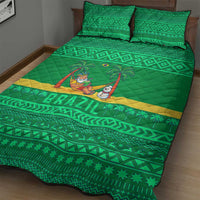 Brazil Christmas Quilt Bed Set with Santa Relaxing in Hammock Palm Trees Snowman and Tribal Pattern Design - Wonder Print Shop