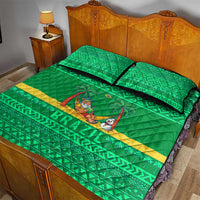 Brazil Christmas Quilt Bed Set with Santa Relaxing in Hammock Palm Trees Snowman and Tribal Pattern Design - Wonder Print Shop