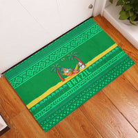 Brazil Christmas Rubber Doormat with Santa Relaxing in Hammock Palm Trees Snowman and Tribal Pattern Design - Wonder Print Shop