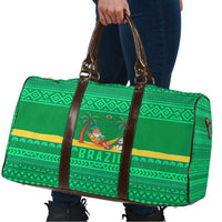 Brazil Christmas Travel Bag with Santa Relaxing in Hammock Palm Trees Snowman and Tribal Pattern Design - Wonder Print Shop