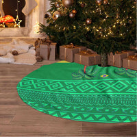 Brazil Christmas Tree Skirt with Santa Relaxing in Hammock Palm Trees Snowman and Tribal Pattern Design - Wonder Print Shop
