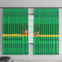 Brazil Christmas Window Curtain with Santa Relaxing in Hammock Palm Trees Snowman and Tribal Pattern Design - Wonder Print Shop