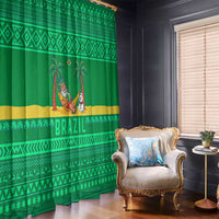Brazil Christmas Window Curtain with Santa Relaxing in Hammock Palm Trees Snowman and Tribal Pattern Design - Wonder Print Shop