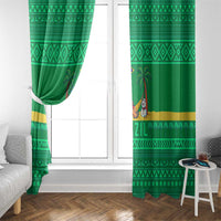 Brazil Christmas Window Curtain with Santa Relaxing in Hammock Palm Trees Snowman and Tribal Pattern Design - Wonder Print Shop