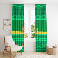 Brazil Christmas Window Curtain with Santa Relaxing in Hammock Palm Trees Snowman and Tribal Pattern Design - Wonder Print Shop
