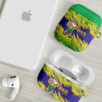 Brazil Christmas AirPods Case with Tropical Santa Tribal Pattern National Colors and Merry Christmas Text Design - Wonder Print Shop