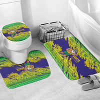 Brazil Christmas Bathroom Set with Tropical Santa Tribal Pattern National Colors and Merry Christmas Text Design - Wonder Print Shop