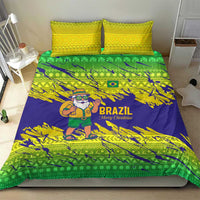 Brazil Christmas Bedding Set with Tropical Santa Tribal Pattern National Colors and Merry Christmas Text Design - Wonder Print Shop