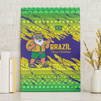 Brazil Christmas Canvas Wall Art with Tropical Santa Tribal Pattern National Colors and Merry Christmas Text Design - Wonder Print Shop