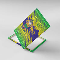 Brazil Christmas Canvas Wall Art with Tropical Santa Tribal Pattern National Colors and Merry Christmas Text Design - Wonder Print Shop