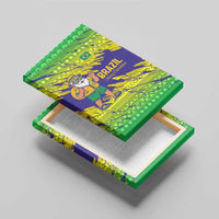 Brazil Christmas Canvas Wall Art with Tropical Santa Tribal Pattern National Colors and Merry Christmas Text Design - Wonder Print Shop