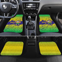 Brazil Christmas Car Mats with Tropical Santa Tribal Pattern National Colors and Merry Christmas Text Design - Wonder Print Shop