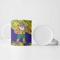 Brazil Christmas Ceramic Mug with Tropical Santa Tribal Pattern National Colors and Merry Christmas Text Design - Wonder Print Shop