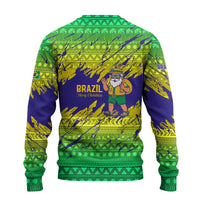 Brazil Christmas Ugly Christmas Sweater with Tropical Santa Tribal Pattern National Colors and Merry Christmas Text Design - Wonder Print Shop