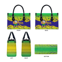 Brazil Christmas Leather Bag with Tropical Santa Tribal Pattern National Colors and Merry Christmas Text Design - Wonder Print Shop
