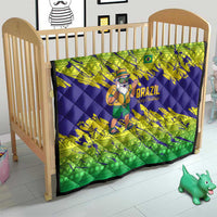Brazil Christmas Quilt with Tropical Santa Tribal Pattern National Colors and Merry Christmas Text Design - Wonder Print Shop