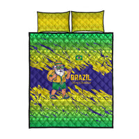Brazil Christmas Quilt Bed Set with Tropical Santa Tribal Pattern National Colors and Merry Christmas Text Design - Wonder Print Shop