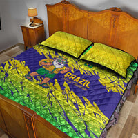 Brazil Christmas Quilt Bed Set with Tropical Santa Tribal Pattern National Colors and Merry Christmas Text Design - Wonder Print Shop