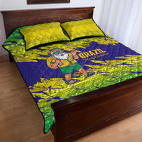 Brazil Christmas Quilt Bed Set with Tropical Santa Tribal Pattern National Colors and Merry Christmas Text Design - Wonder Print Shop