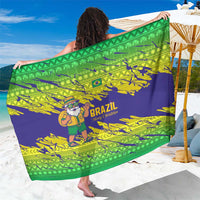 Brazil Christmas Sarong with Tropical Santa Tribal Pattern National Colors and Merry Christmas Text Design - Wonder Print Shop