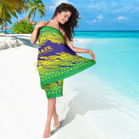 Brazil Christmas Sarong with Tropical Santa Tribal Pattern National Colors and Merry Christmas Text Design - Wonder Print Shop