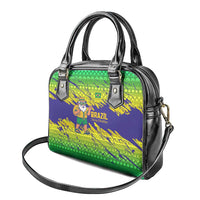 Brazil Christmas Shoulder Handbag with Tropical Santa Tribal Pattern National Colors and Merry Christmas Text Design - Wonder Print Shop