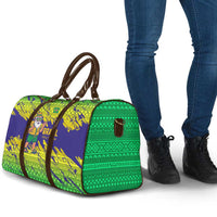Brazil Christmas Travel Bag with Tropical Santa Tribal Pattern National Colors and Merry Christmas Text Design - Wonder Print Shop