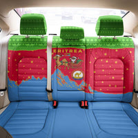 Eritrea Christmas Back Car Seat Cover with Santa Claus Camel Sleigh National Emblem and Red Green Blue Pattern - Wonder Print Shop