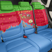 Eritrea Christmas Back Car Seat Cover with Santa Claus Camel Sleigh National Emblem and Red Green Blue Pattern - Wonder Print Shop