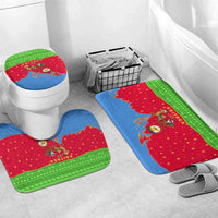 Eritrea Christmas Bathroom Set with Santa Claus Camel Sleigh National Emblem and Red Green Blue Pattern - Wonder Print Shop