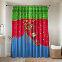 Eritrea Christmas Bathroom Set with Santa Claus Camel Sleigh National Emblem and Red Green Blue Pattern - Wonder Print Shop
