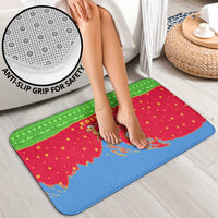 Eritrea Christmas Bathroom Set with Santa Claus Camel Sleigh National Emblem and Red Green Blue Pattern - Wonder Print Shop