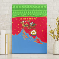 Eritrea Christmas Canvas Wall Art with Santa Claus Camel Sleigh National Emblem and Red Green Blue Pattern - Wonder Print Shop