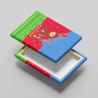 Eritrea Christmas Canvas Wall Art with Santa Claus Camel Sleigh National Emblem and Red Green Blue Pattern - Wonder Print Shop