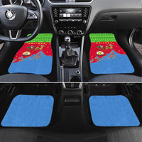 Eritrea Christmas Car Mats with Santa Claus Camel Sleigh National Emblem and Red Green Blue Pattern - Wonder Print Shop